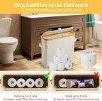 Toilet Paper Storage Basket with Lid, Bamboo Toilet Paper Storage Holder Stand Organizer for Bathroom, Toilet Paper Storage Box Container with Handle Bin for RV Closet, Beige