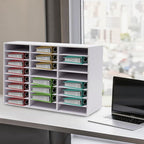 24 Compartments Literature Organizers, Office Mailbox with Adjustable Shelves+Gloves, Paper Storage Cabinet for Office, Home, Classroom