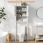 GAOMON Over The Toilet Storage Cabinet, Bathroom Shelf Organizer with Anti-Tip Device Small Freestanding Space Saver with Adjustable Shelf