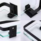 KES Bathroom Glass Shelf, Glass Floating Shelves Aluminum Black Extra Thick Tempered Rectangular 1 Tier Basket Wall Mounted, 2 Pack, A4126A-BK-P2