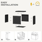 DWVO 32 Gallon Indoor Outdoor Storage Box, Resin Rattan Small Deck Box for Patio Furniture, Cushions, Garden Tools, Sports Equipment,Black