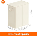 Lifewit Double Laundry Hamper with Lid and Removable Laundry Bags, Large Collapsible 2 Dividers Dirty Clothes Basket with Handles for Bedroom Laundry Room Closet Bathroom College, 155L Ivory White