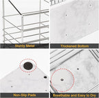 Utensil Holder for Kitchen Counter, Metal Utensil Holder Rack for Kitchen Countertop, Cooking Tools Storage for Spatula, Utensil Organizer with Marble Base, and Drainage Hole (Chrome Marble)