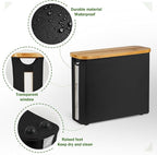 Toilet Paper Basket, Toilet Paper Storage with Lid - Bamboo Toilet Paper Holder, Bathroom Organizer for Toilet Tissue, Free Standing Toilet Paper Storage Bin with Handle