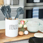 Heartland Home Kitchen Utensil Holder for Countertop. White Porcelain Cooking Large Spatula Holder and Cooking Spoon Holder. White Kitchen Decor and Farmhouse Gifts.