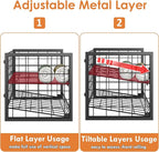 X-cosrack 2-Tier Stackable Can Organizer for Pantry, 3 Packs Adjustable Pantry Organizer Storage for Canned Food Goods Soda, Sturdy Canning Rack Can Dispener Storage Holder for Pantry Kitchen, Black
