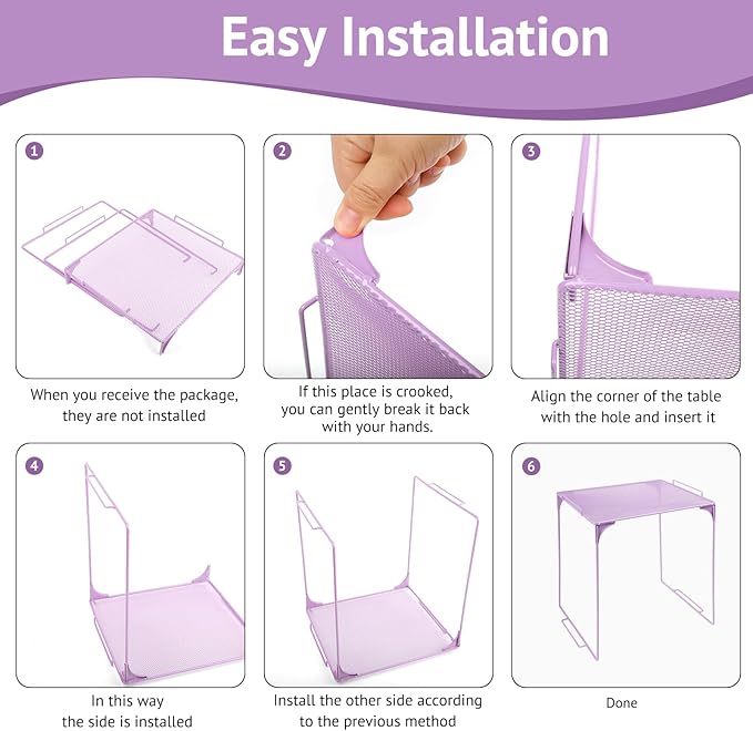 Locker Organizer Shelf Stackable Extra Locker Shelf for School Locker Organizer Storage Cabinet Accessories Suitable for School, Office, and Home use (1, Purple)