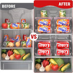 Stackable Refrigerator Organizer, Soda Can Dispenser Pop Cans Container Beverage Holder with Lid for Fridge, Freezer, Kitchen, Clear Plastic Storage Bins-Holds 10 Cans Each (One)