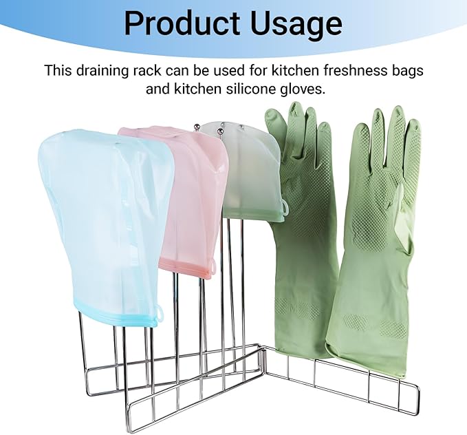 Bottle Drying Rack,Kitchen Glove Holder, Stainless Steel Gloves Drying Rack,Baby Bottle Dryer Rack,Plastic Bag Drying Rack,Rubber Glove Drying Rack for Dishwashing