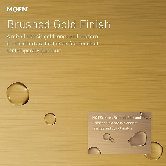 Moen Flara Brushed Gold Glass Bathroom Vanity Shelf, 21" W x 5.19" D x 3" H, YB0390BG