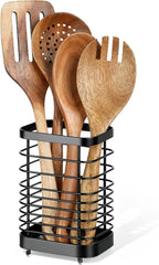 Utensil Holder, Stainless Steel Utensil Drying Rack for Kitchen Counter, Silverware Cutlery Flatware Holder Forks, Knives, Spoons, Chopsticks Organizer (Black)