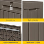 EAST OAK Outdoor Storage Box, 60 Gallon Deck Box Indoor and Outdoor Use, Waterproof Resin Storage Bin for Patio Cushions, Gardening Tools, Lockable, UV Resistant, Brown