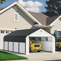 Carports Canopy Heavy Duty, Fully Enclosed Metal Garage with Sidewalls (12x20, White)