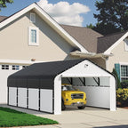 Carports Canopy Heavy Duty, Fully Enclosed Metal Garage with Sidewalls (12x20, White)