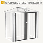 DWVO 6x4ft Tool Storage Shed, Lockable Doors, and Sloped Roof, Steel Outdoor Storage Shed for Garden, Patio, Garage, Backyard, Lawn - White