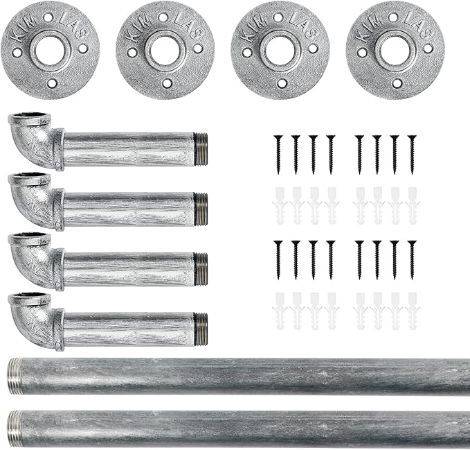 HouseAid Industrial Pipe Towel Rack, Farmhouse Bathroom Towel Storage Holder, Vintage Style Towel Organization, Wall Mounted, Antique Silver