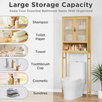 BAMBANG Over The Toilet Storage Cabinet, Bamboo Bathroom Over Toilet Storage Organizer with Adjustable Shelves and Double Doors, Above Toilet Storage Cabinet, Natural
