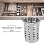 Tyenaza Stainless Steel Utensil Holder, Multipurpose Large Capacity Kitchen Utensil Holder,Utensil Crocks Organizer for Forks, Spoons, Knives, Kitchenware(with Holes)