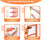 Ultrawall Lumber Storage Rack Wall Mount Wood Storage Racks, Metal Wood Organizer Racks for Shed, Workshop, Garage, Holds Up 220 LBS Per Level (Pack of 4, Orange)