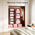 Pipishell Hanging Closet Organizer 6-Shelf, Hanging Shelves for Closet with 3 Removable Drawers & Side Pockets for Bedroom, Garment Rack and Wardrobe Organization, 12' x 12' x 43.3', Pink