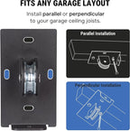 Ladder Hoist for Garage Ceiling with Metal Pulley System Holds 150 lbs, 5.5" Low-profile Self Locking Storage Lift, Parallel or Perpendicular Mounted