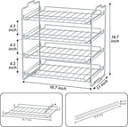4 Tiers Stackable Can Rack Organizer, Wear-resistant Upgrade Beverage Food Can Dispenser Holder Holds up to 48 Cans for Kitchen Cabinet and Pantry (White)