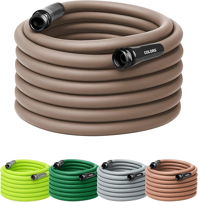 Flexzilla Colors Garden Hose 5/8 in. x 75 ft., Lightweight All-Weather Water Hose, Durable and Flexible, Leak-Free Connections, Brown Mulch