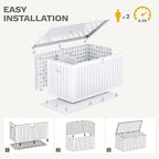 DWVO 230 Gallon Resin Outdoor Storage Box, XXL Double-Wall Waterproof Deck Box with Divider, Doubles as Table or Seating with 1000 lbs Capacity, Lockable (Grayish-White)