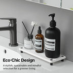 Instant Dry Sink Caddy Kitchen Sink Organizer, Quick Drying Diatomaceous Earth Stone Sink Tray Sponge Holder Soap Dish, Bathroom Countertop Vanity Dispenser Toothbrush Bottle, White, 10" x 4"