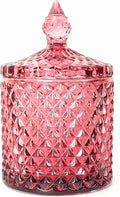Colorful Glass Jar With Lid,Christmas Candy Dish,Cookie Jars,Jewelry Box,Biscuit Containers Food Storage,Decorative Jar(Purplish Red)