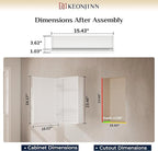 Keonjinn Medicine Cabinet Mirror 16" x 24", Assembly Required, White Medicine Cabinet with Mirror for Bathroom, Beveled Framed, Wall-Mounted or Recessed, Stepless Adjustable Shelves