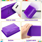 Hoteam 10 Pcs Flat Storage Organizer Tray Bin Letter Size Paper Tray for Classroom Plastic Stackable File Organizer for School Office Teacher Book Organization(Simple Color,13.78 x 9.84 x 3.15 Inch)