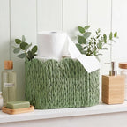 Kathfly Sage Green Toilet Paper Storage Basket Scalloped Wicker Woven Bathroom Basket Toilet Paper Holder Holds up to 6 Mega Rolls Woven Organizer for Home Bathroom Kitchen Offices