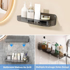 Diesisa 2pc Acrylic Wall Mounted Shower Caddy, Adhesive Shelf, Bathroom Shelves for Wall, Self Adhesive Organizer, No Drilling Hang Walls, for Bathroom, Kitchen, Living Room