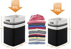 OIAHOMY 91L Laundry Hamper, XXXLarge Laundry Basket, Collapsible Cotton Rope Basket,Woven Storage Basket for Blankets,Clothes,Pillows-16x15x24-Black&white