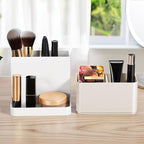 Poeland Desktop Storage Organizer, Pen and Pencil Cases Boxes, Pen or Pencil Holder Box Container for Desk, Office Supplies, Vanity Table Tan