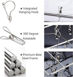 Stainless Steel Sock Drying Rack with 36 Clips, Swivel Hook Wind-Proof Clothes Hanger Rack for Sock, Bras, Underwear, Laundry Accessories