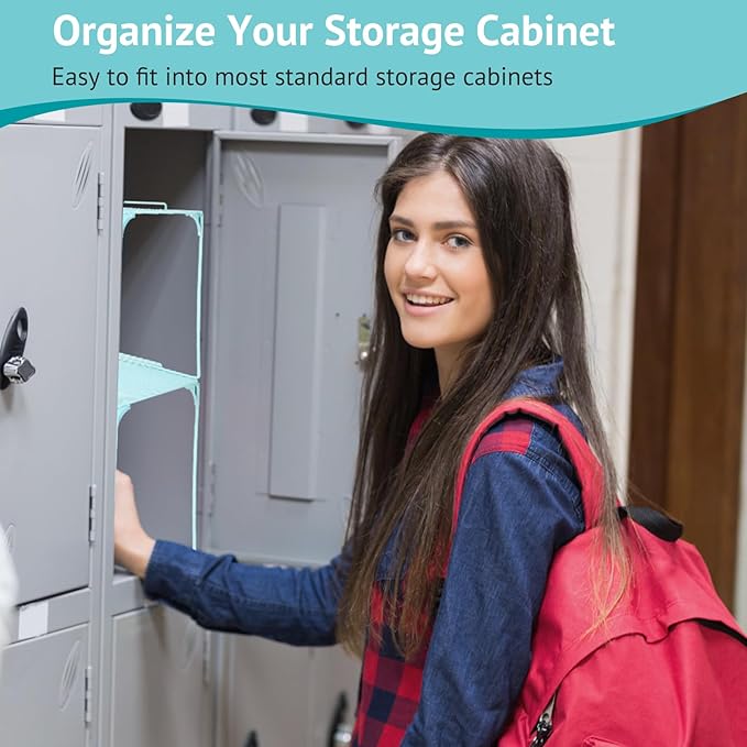 Locker Organizer Shelf Stackable Extra Locker Shelf for School Locker Organizer Storage Cabinet Accessories Suitable for School, Office, and Home use (1, Light Blue)