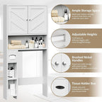 Meilocar Over Toilet Storage Cabinet with Toilet Paper Holder Stand, Freestanding Bathroom Storage Organizer Cabinet Space Saver W/Adjustable Shelf, White