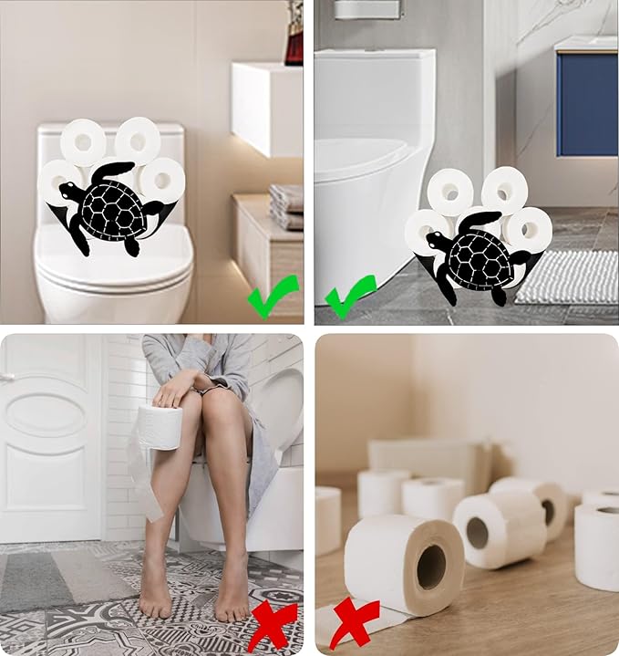 Sea Turtle Toilet Tissue Holder,Animal Paper Holders,Decorative Metal Papers Holder,Funny Toilet Animal Storage for Bathrooms,Bathroom Paper Organizer for Extra 8 Rolls Art Decor