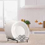SIMPLE HOUSEWARE Vertical Plate Stand Holder Dish Rack Dinnerware Organizer with Elegant Wire Design, 6-Compartment, Black