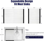 Roll Up Dish Drying Rack, Expandable Over The Sink Dish Drainer,Stainless Steel Kitchen Rolling Sink Rack Space Saving Dish Mat, Length Up to 22.3" (Black, Large Expandable)