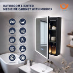 Lighted Medicine Cabinet with Mirror, 20 x 28 inch LED Bathroom Cabinet with Anti-Fog, Dimmable 3 Colors Front & Bottom Light, Buit-in Sockets & USBs, 2 Shelves, Plug-in or Hardwired