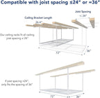 FLEXIMOUNTS 3x6 Overhead Garage Storage Adjustable Ceiling Rack 72" Length x 36" Width x 40" Height, 450lbs Weight Capacity, White, Classic Series
