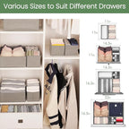Criusia Drawer Organizer Clothes, 24 Pack Underwear Drawer Organizers, Foldable Closet Organizers and Storage Dresser Drawer Dividers Clothing Organizer for Clothes, Socks, Scarves, Bra, Ties (Grey)