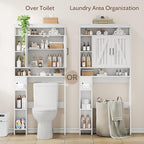 Over The Toilet Storage Cabinet with 2 Barn Doors & Built-in Toilet Paper Holder, Farmhouse Space-Saving Organizer for Bathrooms and Laundry Room, White
