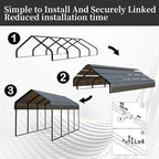 10x20 FT Metal Carport Heavy Duty with Galvanized Steel Roof & Frame, All-Weather Portable Car Garage Canopy Shelter for Cars, Safe Boat Cover Car Ports for Yard