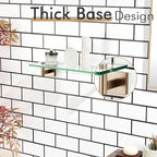 KOKOSIRI Wall Shelves Bathroom Hardware Glass Floating Shelf Small Hanging Rack Storage/Room Decor 16-Inch Champagne Bronze 2 Pack B1105CPG-L16-P2