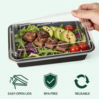 Glotoch Meal Prep Containers with Lids, Plastic food storage containers Reusable, 1-compartment BPA-free, Bento boxes for portion control & takeout, Microwave/freezer/dishwasher safe (50 pack, 32 oz)