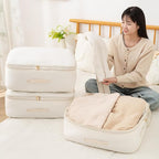 Ultra Space Saving Self Compression Organizer, Comforter Storage Bag for Clothes, Blankets, Pillows, Duvet, Comforters, Bedding Sets and Much More (Blue,L - 54 * 42 * 30cm)
